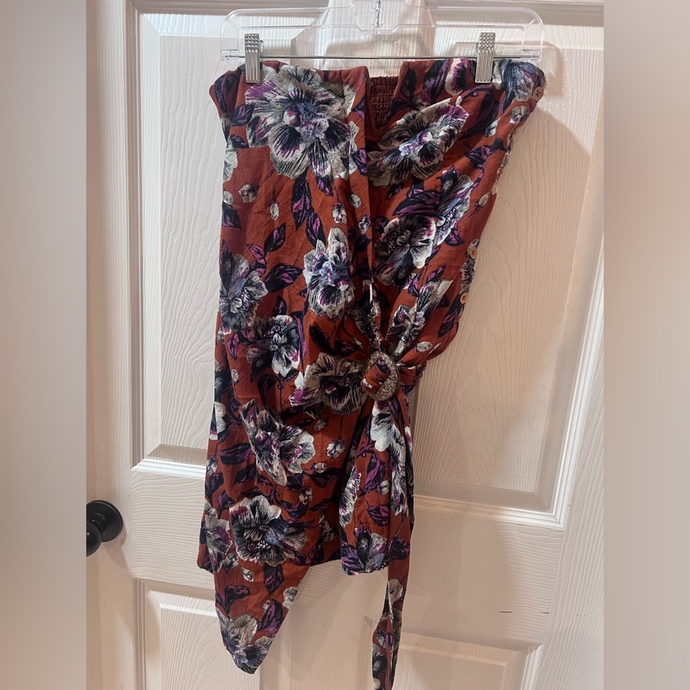 Free People Rust and Purple Patterned Top